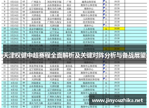 天津权健中超赛程全面解析及关键对阵分析与备战展望